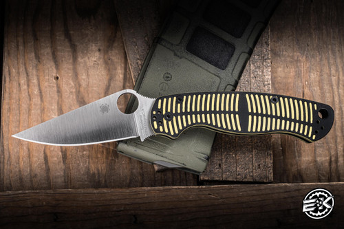 Preowned-Spyderco Paramilitary 2 Salt Compression Lock Folding Knife Black/Yellow G10 3.5" MagnaCut C81GBKYLMCP2