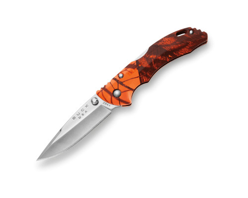 Buck 284 Bantam BBW Pocket Knife Mossy Oak Blaze Camo Nylon 2.75" 420HC Drop Point Satin
