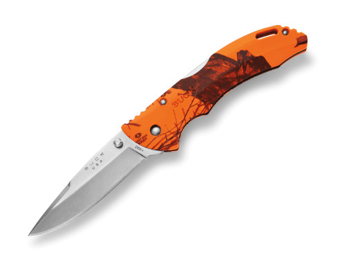 Buck 286 Bantam BHW Folding Knife Mossy Oak Blaze Camo Nylon 3.75" 420HC Drop Point Satin