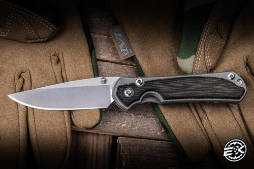 Preowned-Chris Reeve Knives Small Sebenza 31 Glass Blasted Titanium Black Micarta Knife 3.6" MagnaCut S31-1652