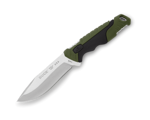 Buck 658 Small Pursuit Knife Black/Green Glass Filled Nylon 3.75" 420HC Drop Point Satin