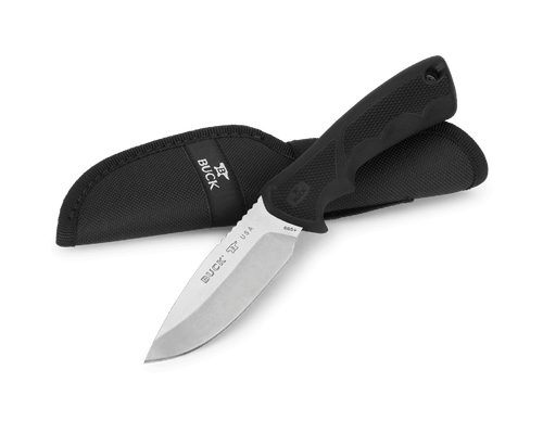 Buck 685 BuckLite Max II Large Fixed Blade Knife Black Dynaflex 4" 420HC Drop Point Stonewash