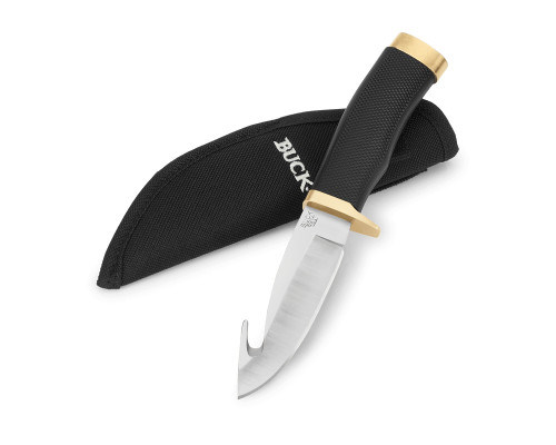 Buck Knives Buck Zipper Knife Black Textured Rubber 4.25" 420HC Guthook Satin