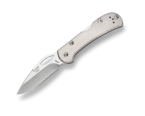 Buck Knives 726 Mini Spitfire Folding Knife Gray Aluminum 2.75" 420HC Drop Point  0726GYS