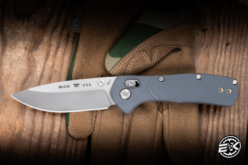 Buck Knives 791 Range Pro Crossbar Lock Knife Textured Gray Nylon 3.38" 154CM Drop Point Satin 0791GYS1