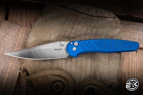 ProTech x Peace Neighbor Avalon Folding Knife Knurled Blue Aluminum 4.25" Magnacut Drop Point Machine Satin -CCKS Show Special