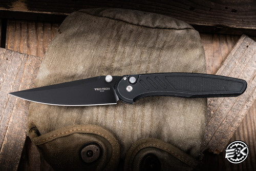 ProTech x Peace Neighbor Avalon Folding Knife Battle Worn Black Knurled Aluminum 4.25" Magnacut Drop Point DLC -CCKS Show Special