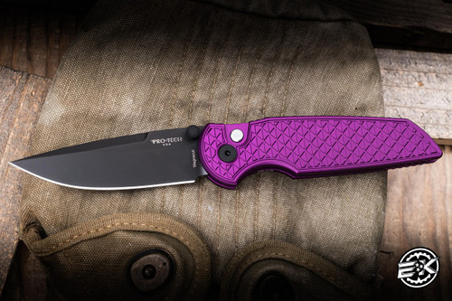 ProTech TR-3 Integrity Manual Folding Knife Relic Textured Purple Aluminum 3.5" Magnacut Drop Point DLC Black -CCKS Show Special