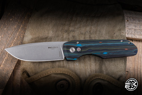 ProTech x Vero Designs Limited Synapse Automatic Folding Knife Starry Night G-Carta 3.5" MagnaCut Drop Point Stonewash - Vero1211-LTD