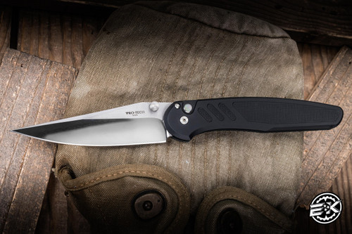 ProTech x Peace Neighbor Custom Avalon Folding Knife Knurled Black Aluminum 4.25" 154CM Mike Irie Mirror Polish - Avalon2026.002