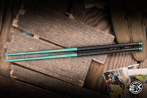 Spartan Blades Green Satin Titanium Chopsticks