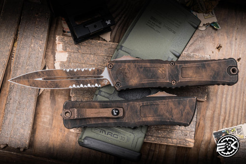 Microtech Combat Troodon Gen III OTF Knife Plague Outbreak 4" M390 Dagger Part Serrated Black 1142-2PLOBS