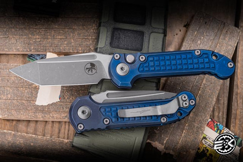 Microtech Marfione Select LUDT Automatic Antique Blue Frag Titanium 3.4" M390 Tanto Apocalyptic 1136-10APFRMS2