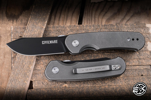 Civilware Puncher Folding Knife Titanium 2.5" D2 Black