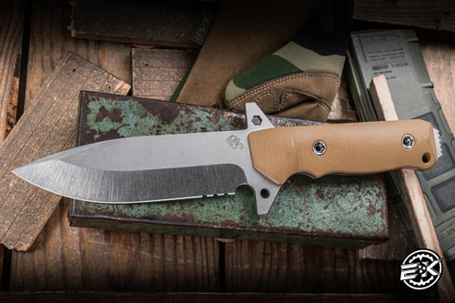 Medford AIO-2 Fixed Blade Knife Coyote Tan G10 5.3" 3V Tumbled