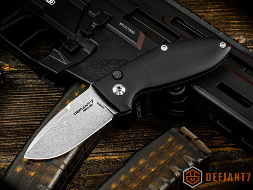Defiant 7 Alpha Automatic Knife Black Aluminum 2.88" MagnaCut Stainless Steel