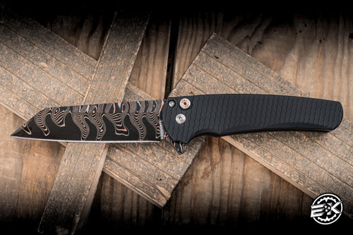 Pro-Tech Malibu Manual Black Dragon Scale Aluminum 3.25" Baker Forge Coppermai Damascus Reverse Tanto 2026.MALIBU.CUSTOM.004