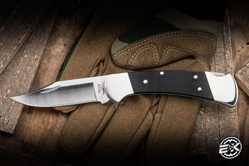 Buck 112 Ranger Slim Elite Heritage Folding Knife Ebony Wood 3" Magnacut Clip Point Satin BUC-0112BRS20-B