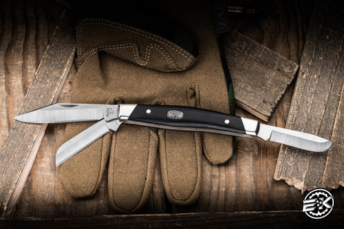 Buck Knives 301 Stockman Slip Joint Knife Ebony 3" 420HC Multi-Blade Satin 0301BRS2-B