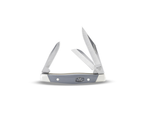 Buck 303 Cadet Slip Joint Knife Grey Acetal Copolymer 2.63" 420HC Multi-Blade Satin 0303GYS2-B