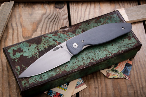Three Rivers Manufacturing ATOM Lizard Skin Slate Grey G10 3.5" MagnaCut Drop Point