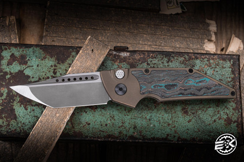 Hypercut Dharma Automatic Folding Knife Shipwreck CamoCarbon 3.2" S45VN  Tanto 2-Tone S/N:54