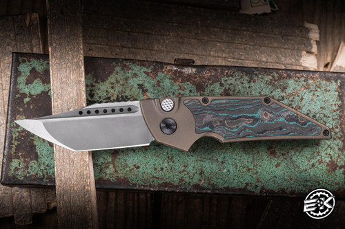 Hypercut Dharma Automatic Folding Knife Shipwreck Camo Carbon 3.2" S45VN  Tanto 2-Tone S/N:55