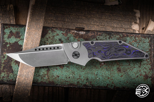 Hypercut Dharma Automatic Folding Knife Purple Flow Camo Carbon 3.2" S45VN  Tanto 2-Tone S/N:68