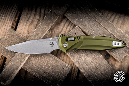 Microtech Socom Delta RAM-LOK Knife OD Green Aluminum 3.8" M390 Drop Point Stonewash 159RL-10OD