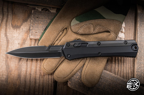 Preowned-Microtech "Glykon" OTF DLC Shadow Aluminum/Titanium 3.75" Bayonet 184-1DLCTSH