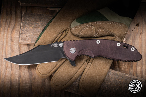 Preowned-Rick Hinderer Knives XM-18 3.5" MagnaCut Bowie Red G10, Battle Black
