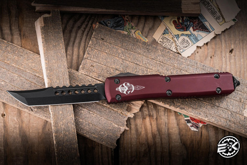 Preowned-Gen II Microtech Ultratech OTF Merlot Red 3.4" M390 Hellhound DLC 119-1DLCT