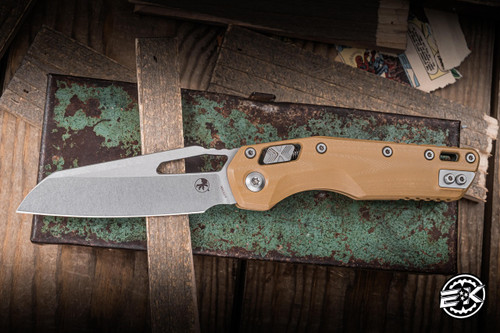 Preowned-Microtech MSI Ram-Lok Manual Tan G10 3.75" M390 Stonewash 210-10GTTA