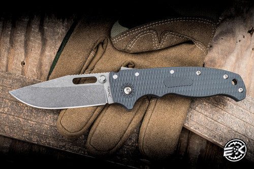 Demko Knives AD20.5 Shark Lock Folding Knife Grey Grivory 3.2" AUS10A Clip Point Stonewash
