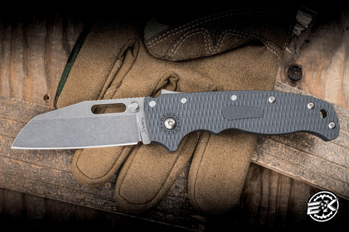 Demko Knives AD20.5 Shark Lock Folding Knife Grey Grivory 3.2" AUS10A Shark Foot Stonewash