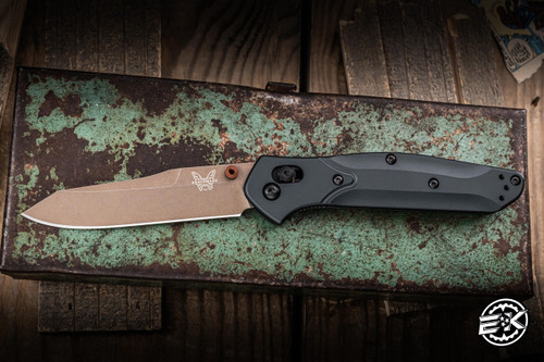 Benchmade Osborne Axis Lock Folding Knife Taiga Green Aluminum 3.4" S90V Reverse Tanto FDE