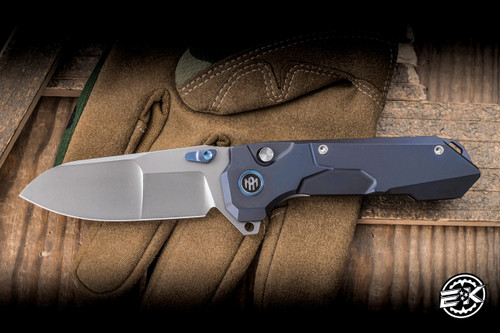 Remette RT Cosmic Button Folding Knife Blue Titanium 2.76" M390 Drop Point  Pearlescent RTCO-TB