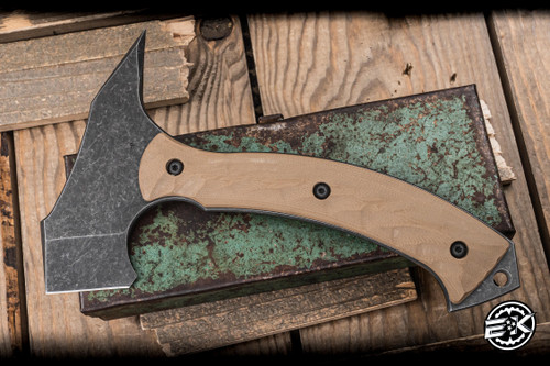 Preowned-Toor Knives F13 Tommy Tomahawk Axe Omaha Tan G10 5.5" Black Oxide
