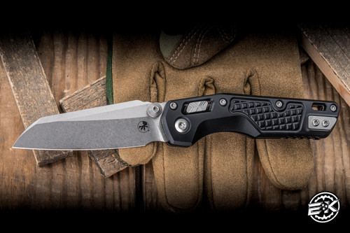 Microtech MSI Mini Ram-Lok Knife Black Frag Aluminum 3.25" M390 Wharncliffe Stonewash 210M-10FR