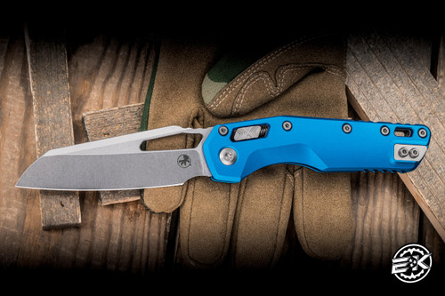 Microtech Standard Issue "MSI" Ram-LOK Manual Folding Knife Blue Aluminum 3.75" Stonewash 210-10BL