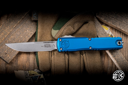 Microtech Ultratech Gen IV OTF Automatic Knife Blue Aluminum 3.5" M390 Stonewash 11214-10BL