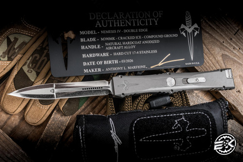 Microtech Marfione Select Nemesis IV OTF Knife Cracked Ice Alloy 4.4" M390 Dagger Compound 1152-CINCSS