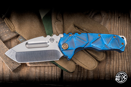 Medford Praetorian Ti Folding Knife Blue "Stained Glass" 3.75" S35VN Tumbled Tanto
