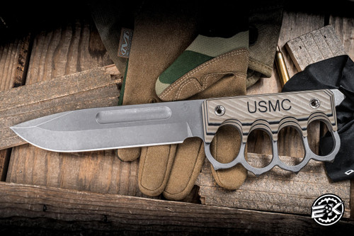 Medford USMC 2025 Trench Fixed Blade Knife Multi Layered G10 6.5" 1095 CV Dirty Tumbled