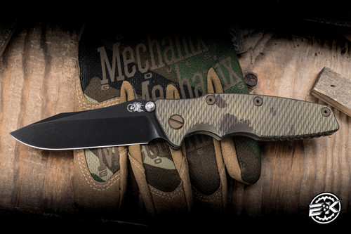 Rick Hinderer Knives EKlipse Non-Flipper Battle Green/Bronze Textured Titanium 3.5" MagnaCut Spearpoint Battle Black