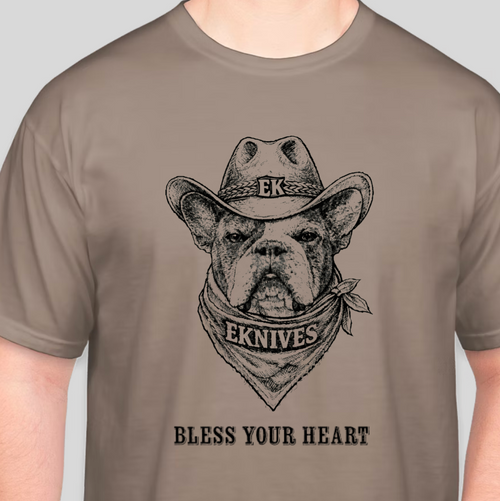 EKnives Cowboy Knox "Bless Your Heart" Espresso Comfort Colors 100% Cotton T-Shirt