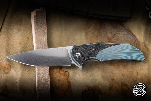Herman Custom Knives DragonFly Folder Knife Titanium/Glow in the Dark FC 1.18" M398 Clip Point Very Shiny Stonewash