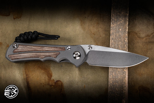 Chris Reeve Knives Small Inkosi Folding Knife Sandblasted Titanium/Natural Canvas Micarta Inlay 2.8" Magnacut Drop Point Stonewash
