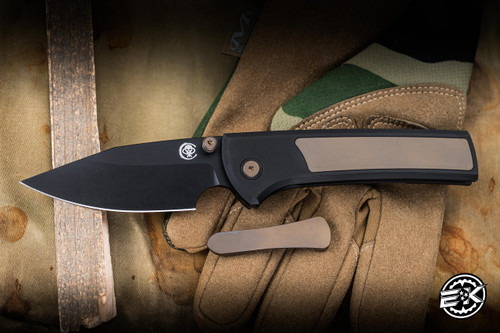 Chaves Knives Scapegoat Street Suit Magnetic Folding Knife PVD Titanium/Bronze Magnetic Inlay 3.5" M390 Spearpoint PVD