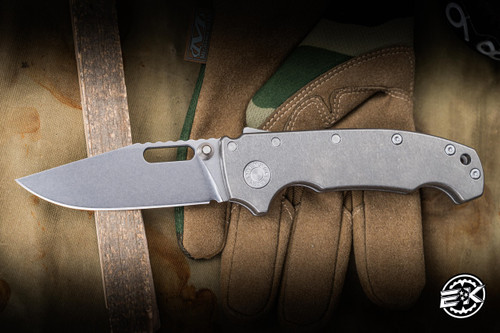 Demko Knives AD20I Slim Folding Knife Smooth Titanium 3.6" Nitro-X7 Clip Point Stonewash